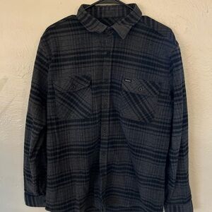 Brixton Charcoal and Black Plaid Shirt
